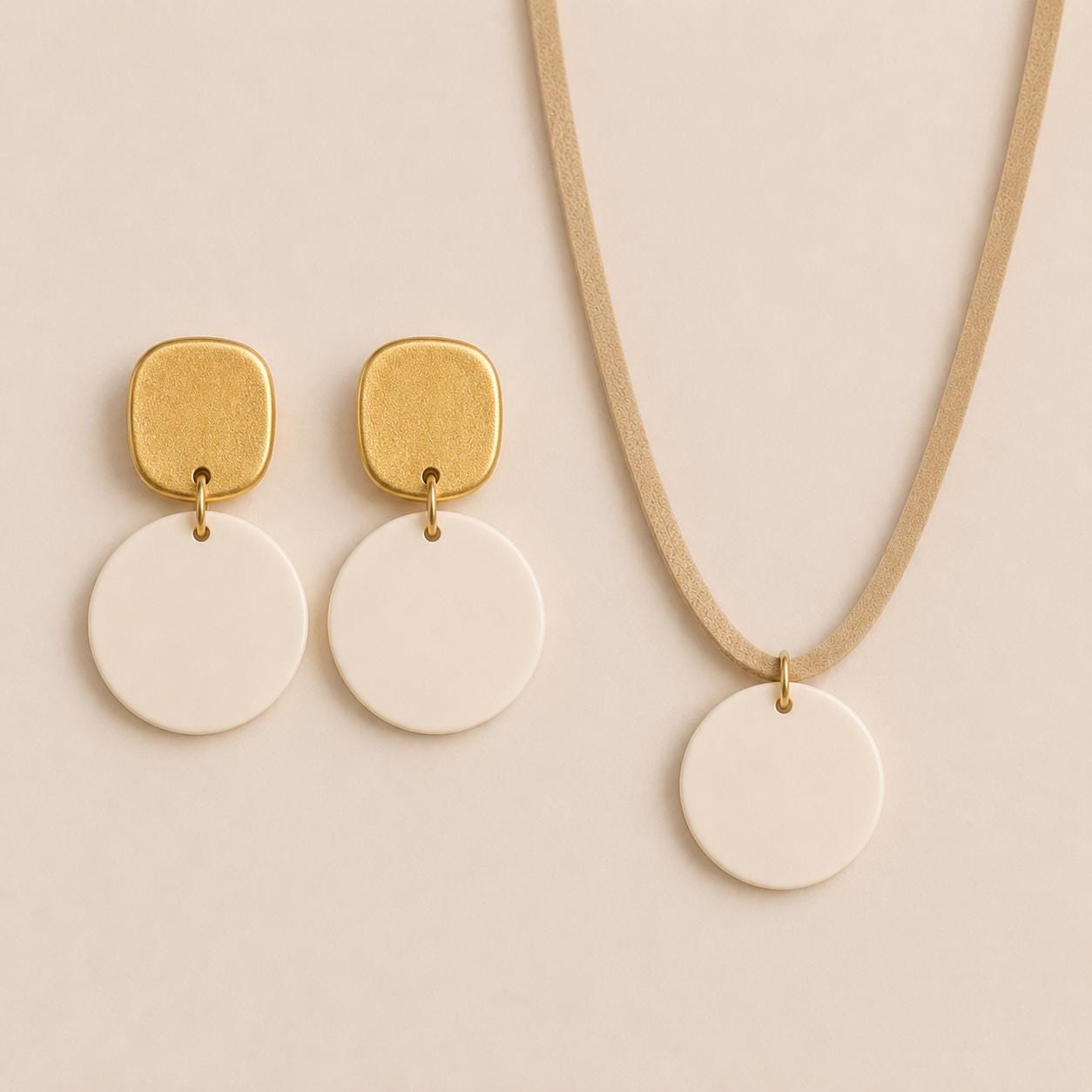 Minimalist Gold Ivory Earrings | Modern Neutral Statement Earrings | Lightweight Polymer Clay Earrings | Elegant Handmade Jewelry