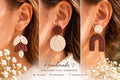 Handmade Textured Polymer Clay Dangle Earrings | Neutral Boho Minimalist Jewelry
