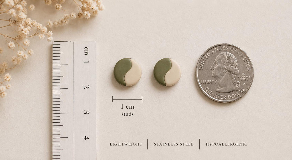 Organic Split Polymer Clay Stud Earrings | Earth Tone Minimalist Handmade Pack