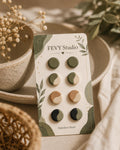 Organic Split Polymer Clay Stud Earrings | Earth Tone Minimalist Handmade Pack