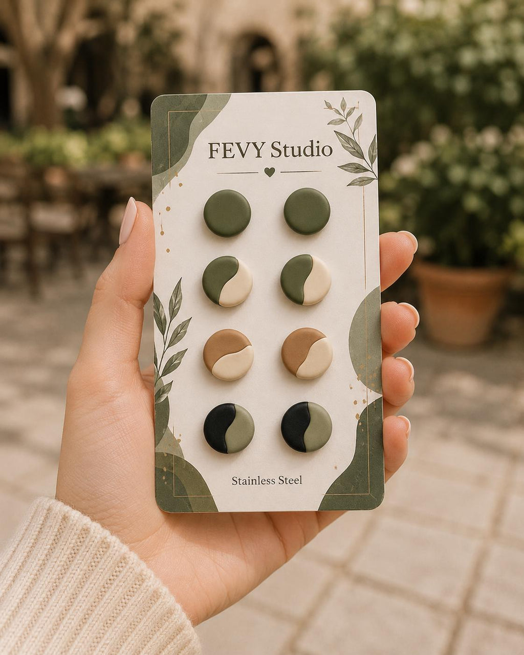 Organic Split Polymer Clay Stud Earrings | Earth Tone Minimalist Handmade Pack
