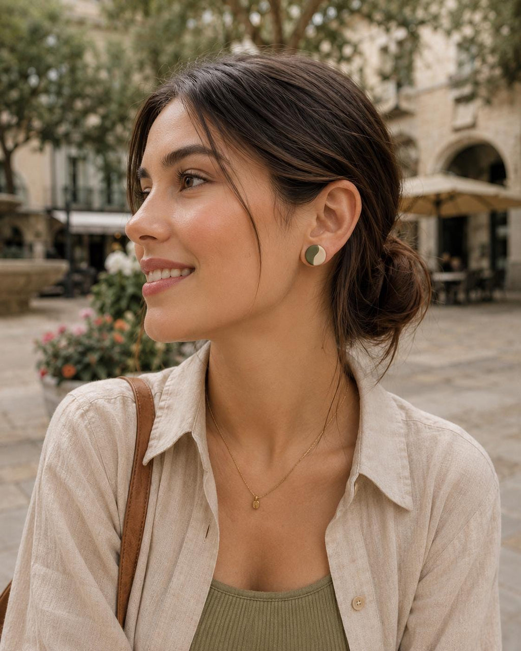 Organic Split Polymer Clay Stud Earrings | Earth Tone Minimalist Handmade Pack