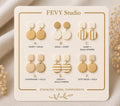 Handmade Ivory Gold Polymer Clay Dangle Earrings | Lightweight Boho Statement Jewelry
