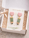 Pastel Pencil Heart Earrings – Handmade Teacher Gift, Back to School Jewelry