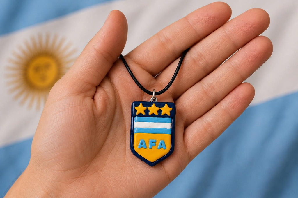 Handmade Argentina Inspired Necklace | AFA Style Pendant | Soccer Fan Gift for Men & Women | Lightweight Polymer Clay Necklace