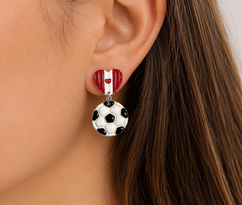 Canada Soccer Earrings, Football Earrings, Handmade Polymer Clay Earrings, Game Day Jewelry, Canadian Fan Gift