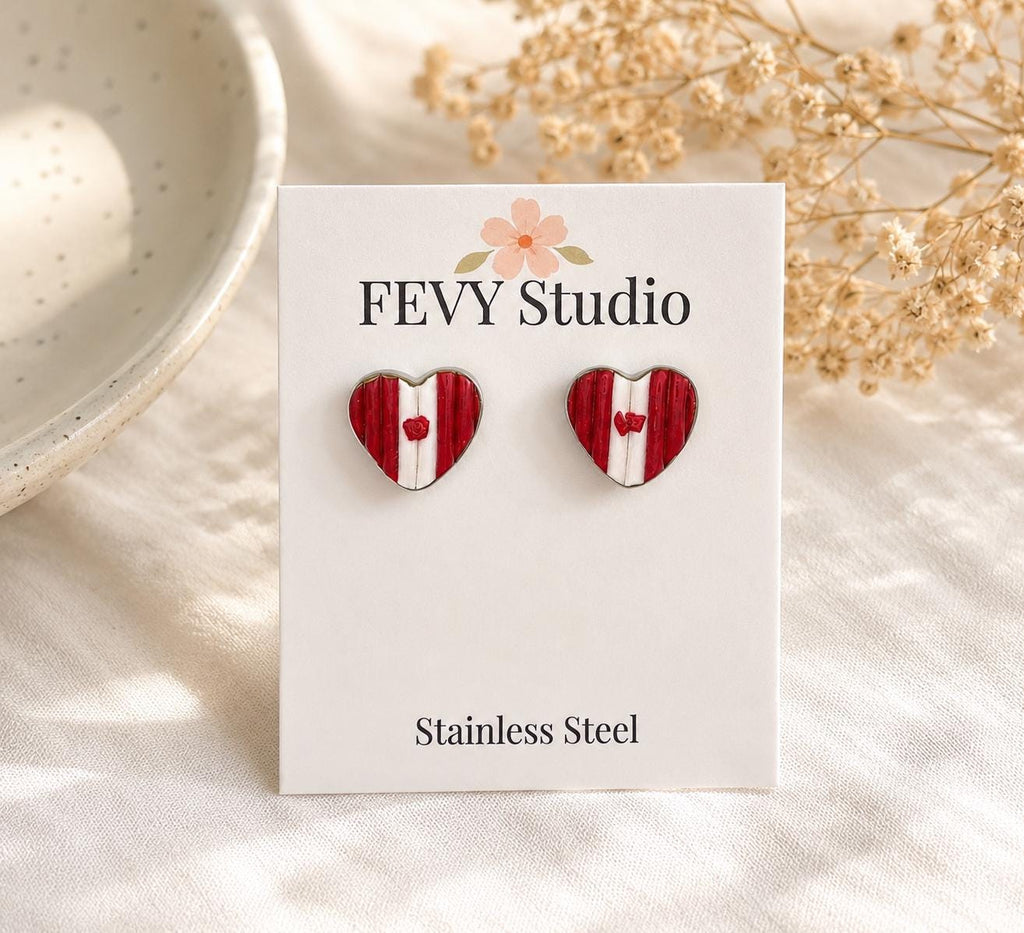 Canada Soccer Earrings, Football Earrings, Handmade Polymer Clay Earrings, Game Day Jewelry, Canadian Fan Gift
