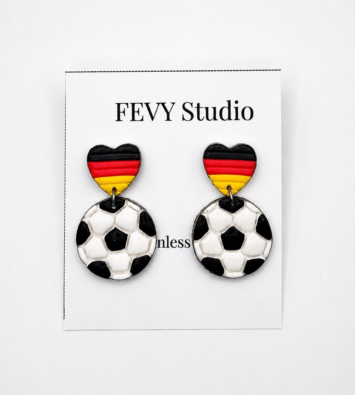 German Soccer Earrings, Germany Flag Earrings, Fußball Earrings, Soccer Ball Earrings, Polymer Clay Earrings, Game Day Jewelry, Soccer Fans
