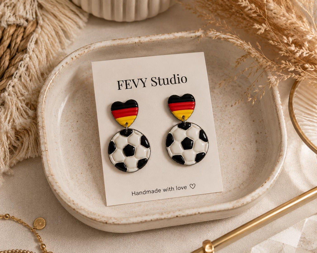 Germany Soccer Earrings Set – 3 Pack Game Day Jewelry Bundle for Football Fans