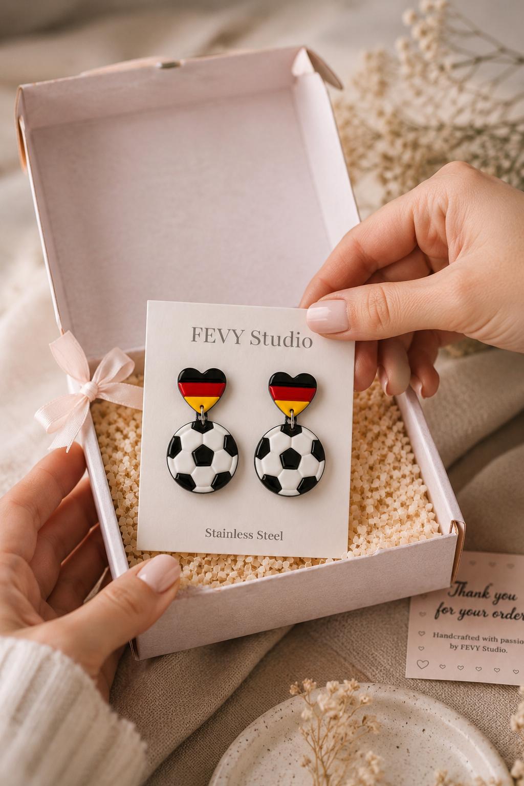 Germany Soccer Earrings Set – 3 Pack Game Day Jewelry Bundle for Football Fans