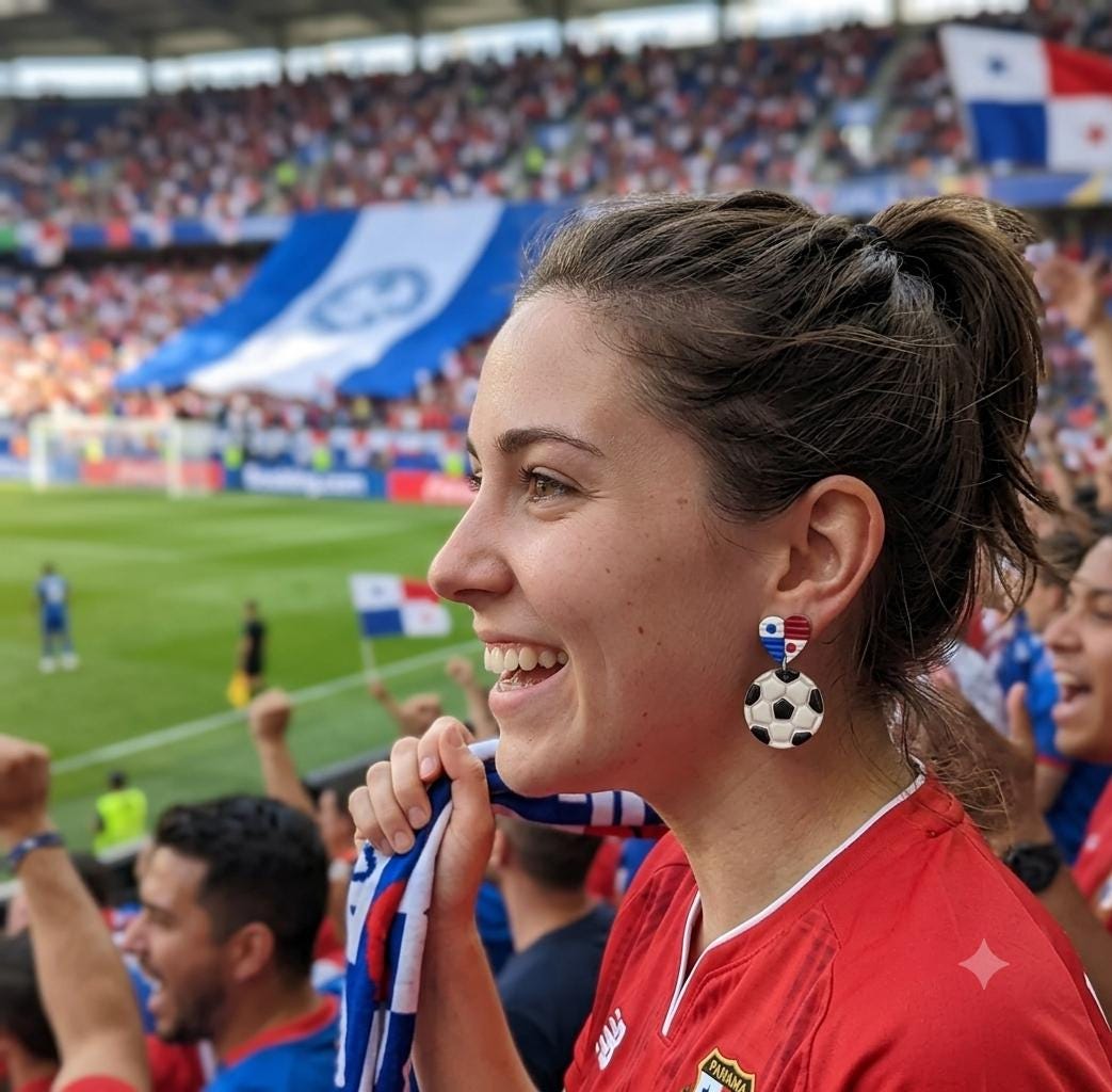 Handmade Panama Flag Soccer Earrings | Football Dangle Earrings | Panama Fan Jewelry | Sports Earrings | Gift for Soccer Lovers