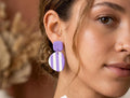 Lavender Stripe Polymer Clay Earrings | Lightweight Modern Dangle Jewelry