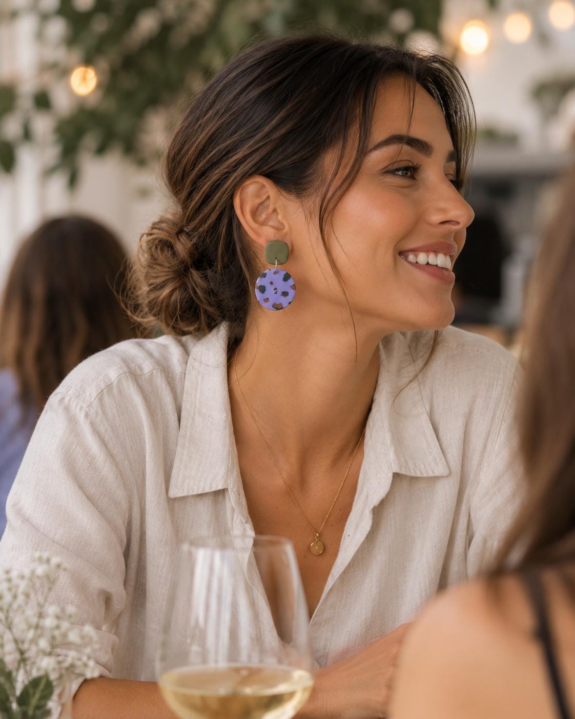 Lavender Terrazzo Statement Earrings | Olive Green Dangle | Lightweight Polymer Clay Jewelry