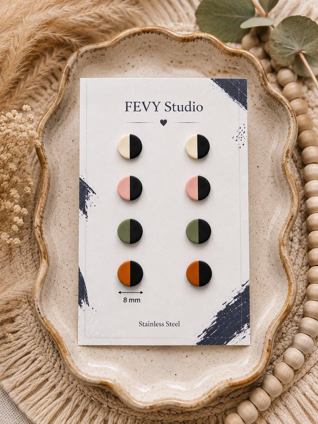 Minimalist Color Block Polymer Clay Stud Earrings Set, Modern Geometric Jewelry