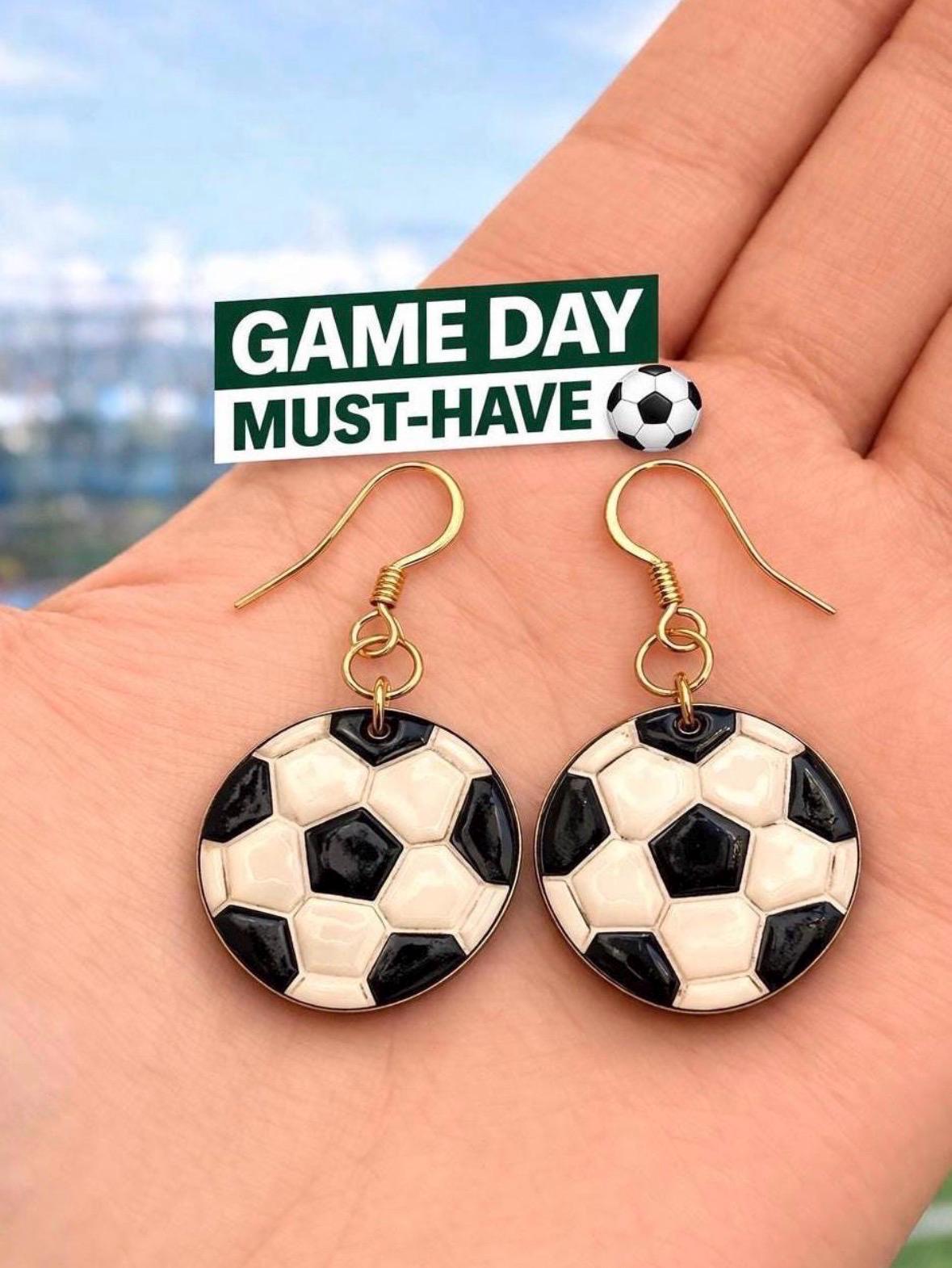 Soccer Jewelry Set Earrings Necklace, Soccer Ball Earrings, Matching Soccer Necklace, Soccer Mom Gift, Game Day Jewelry, Soccer Fan Gift