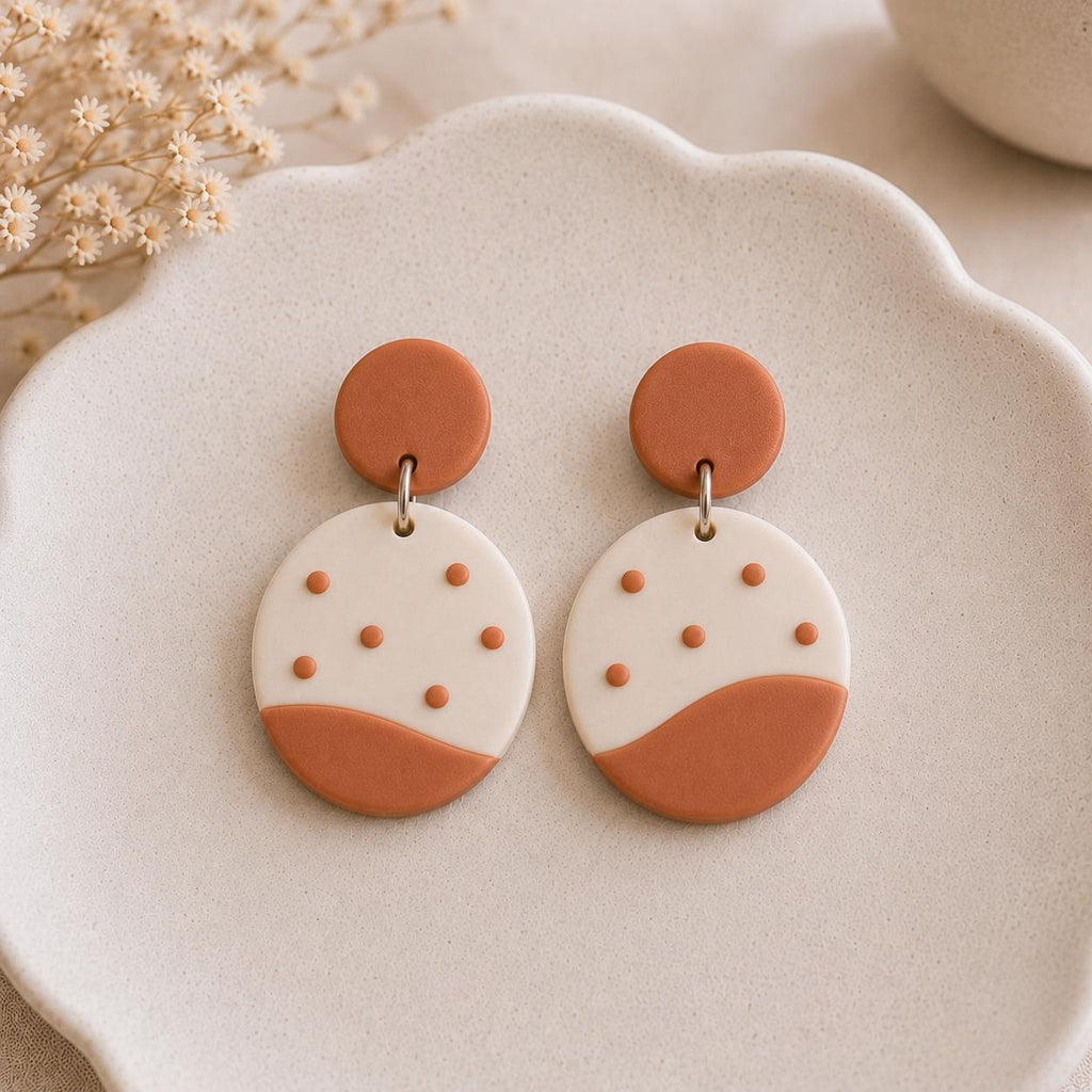 Terracotta Polymer Clay Earrings | Minimalist Dangle Earrings | Modern Statement Earrings | Handmade Lightweight Jewelry