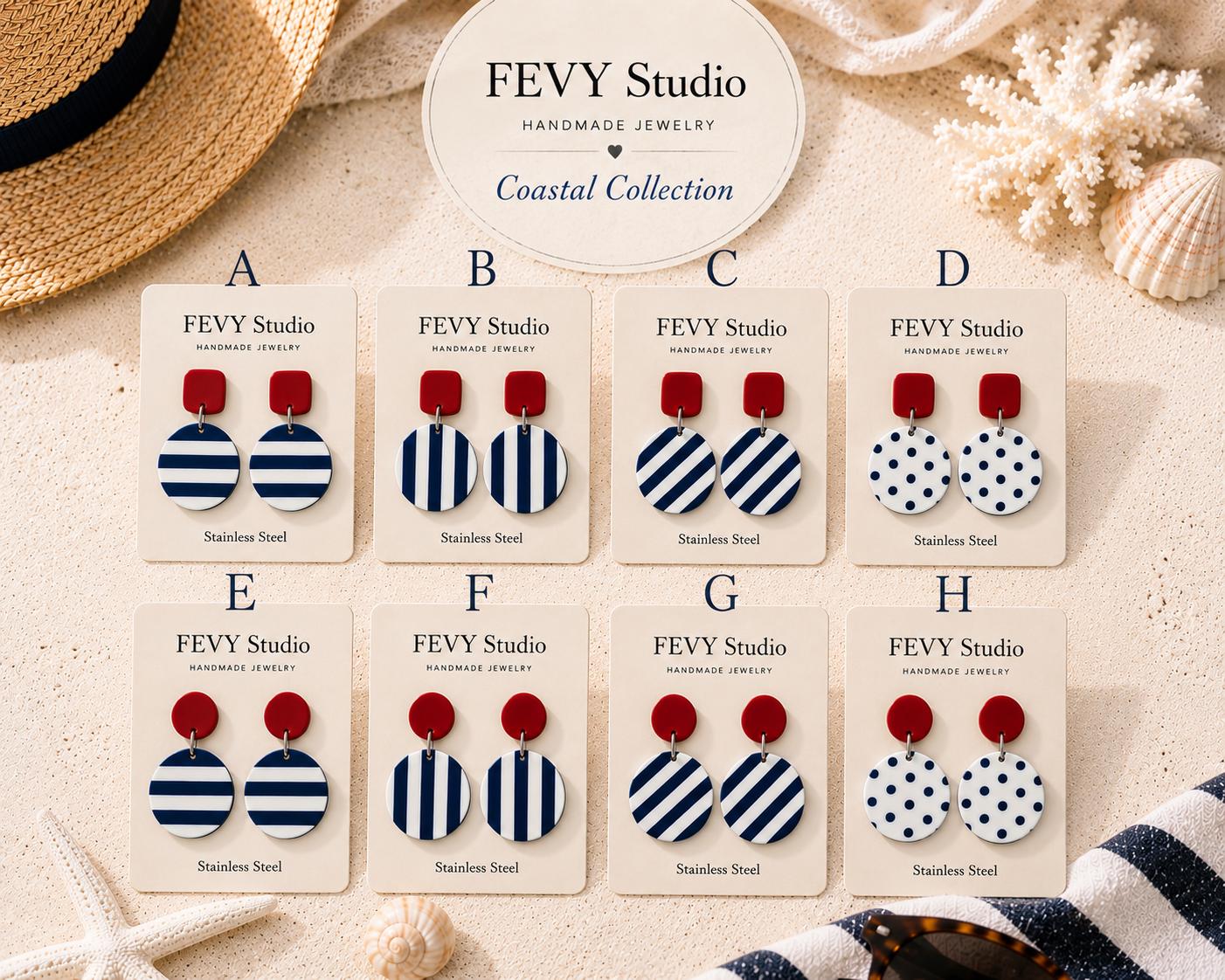 Coastal Earring Collection, Summer Jewelry Set, Polymer Clay Earrings, Nautical Earrings, Beach Vacation Jewelry, Handmade Gift