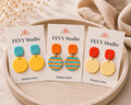 Color Block Polymer Clay Earrings | Choose 1 Pair or Set of 3 | Lightweight Statement Earrings | Stainless Steel Posts | Handmade Earrings