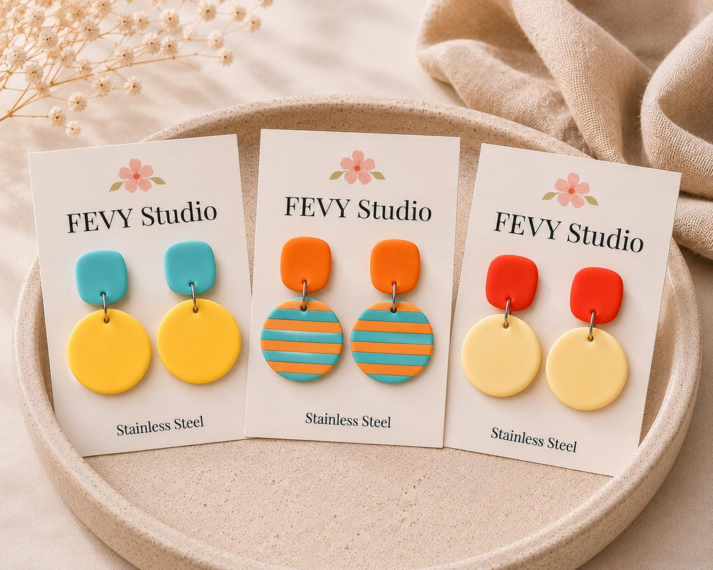 Color Block Earrings Collection | Mix & Match Polymer Clay Earrings | Choose 1 Pair or Set of 3