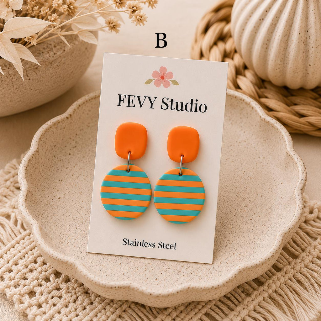 Color Block Polymer Clay Earrings | Choose 1 Pair or Set of 3 | Lightweight Statement Earrings | Stainless Steel Posts | Handmade Earrings
