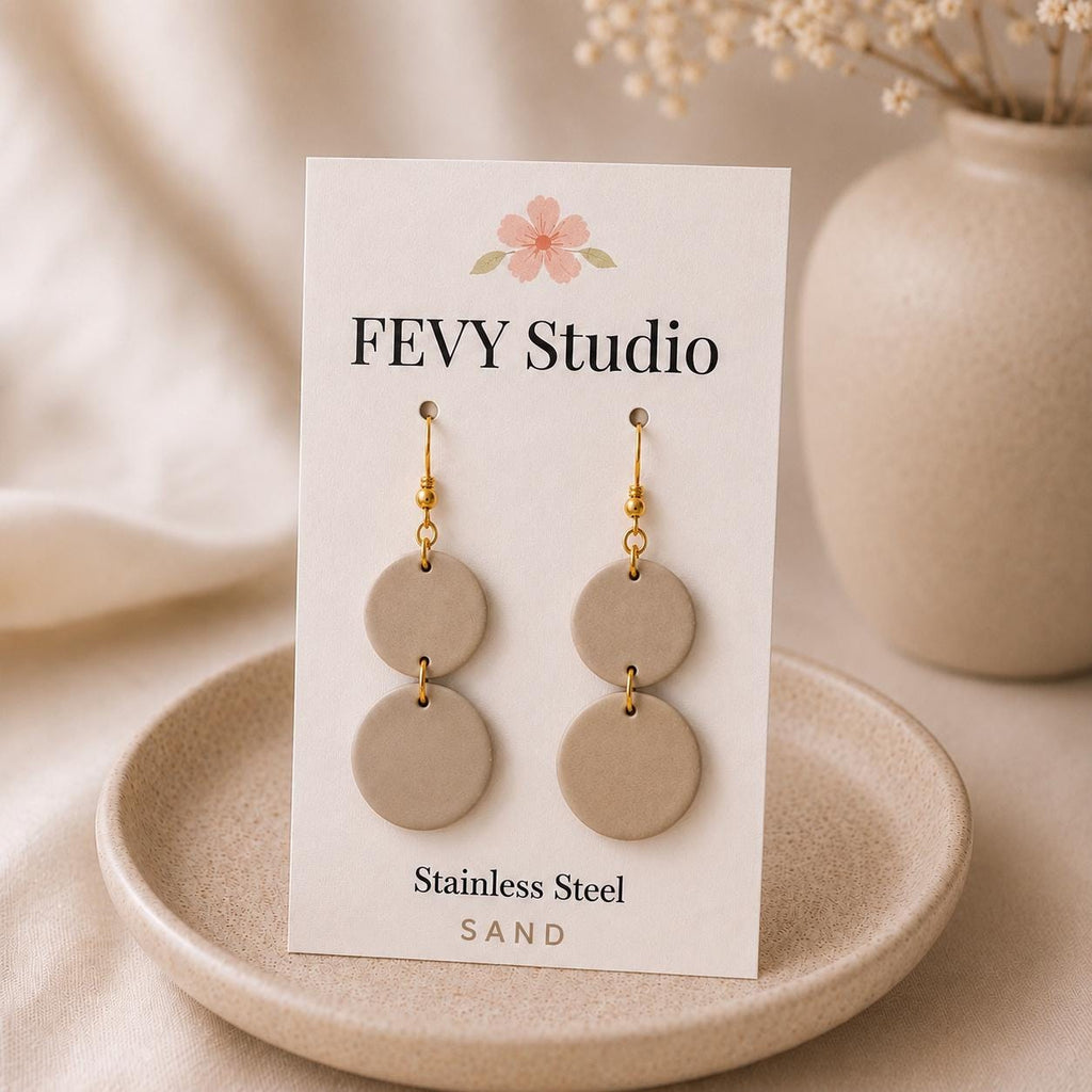 Minimalist Polymer Clay Earrings Collection | Neutral Dangle Earrings | Lightweight Handmade Earrings | Modern Boho Jewelry Gift for Women