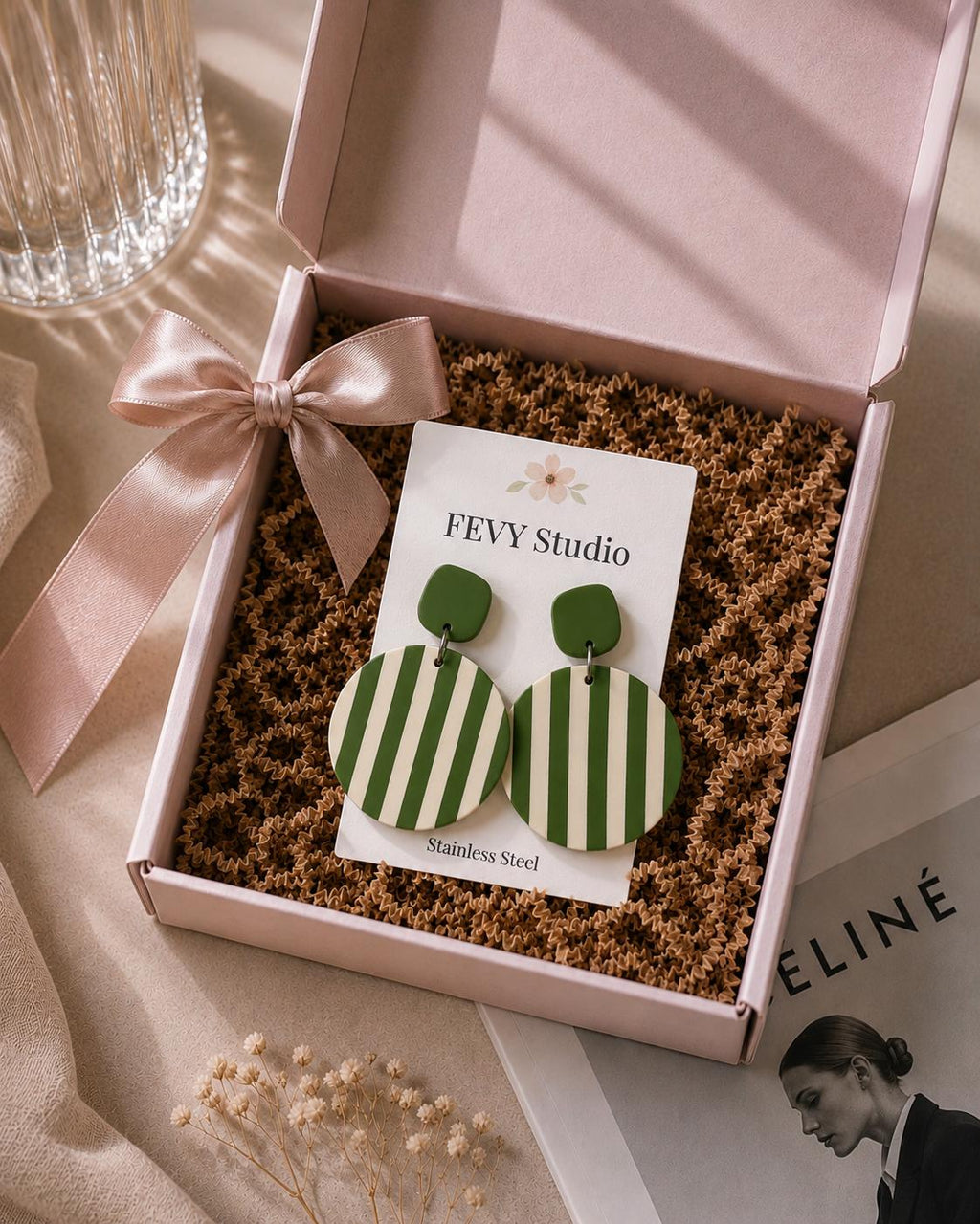 Olive Green Statement Earrings | Modern Geometric Polymer Clay Dangles | Lightweight Boho Jewelry