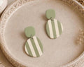 Soft Green Statement Earrings, Modern Handmade Jewelry, Lightweight Everyday Dangles, Chic Neutral Accessories