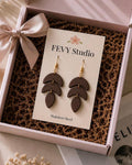 Brown Boho Statement Earrings, Handmade Polymer Clay Dangle Earrings, Lightweight Gift for Her