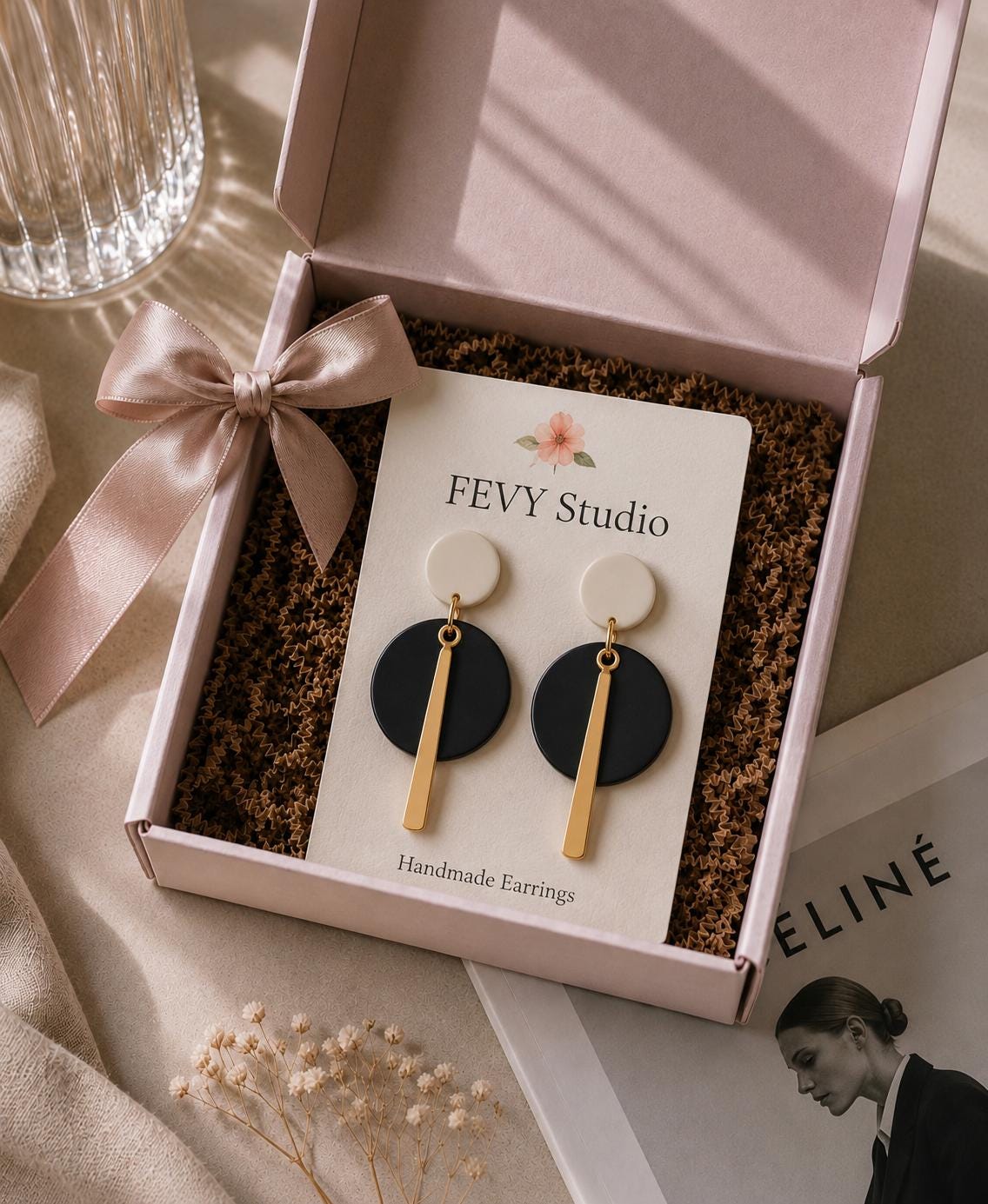Black White Statement Earrings, Modern Geometric Dangle Earrings, Handmade Polymer Clay Jewelry, Gold Accent Earrings, Minimalist Gift for
