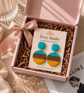 Turquoise Polymer Clay Earrings | Modern Color Block Statement Dangle Earrings