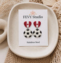 Canada Soccer Earrings, Football Earrings, Handmade Polymer Clay Earrings, Game Day Jewelry, Canadian Fan Gift