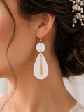 White Gold Textured Polymer Clay Dangle Earrings | Modern Minimalist Statement Jewelry