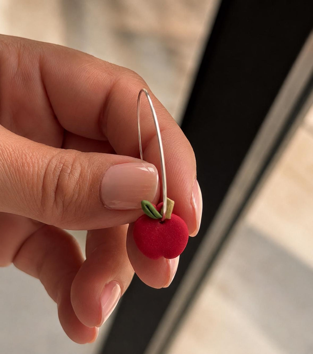 Handmade Polymer Clay Apple Earrings, Teacher Back to School Gift