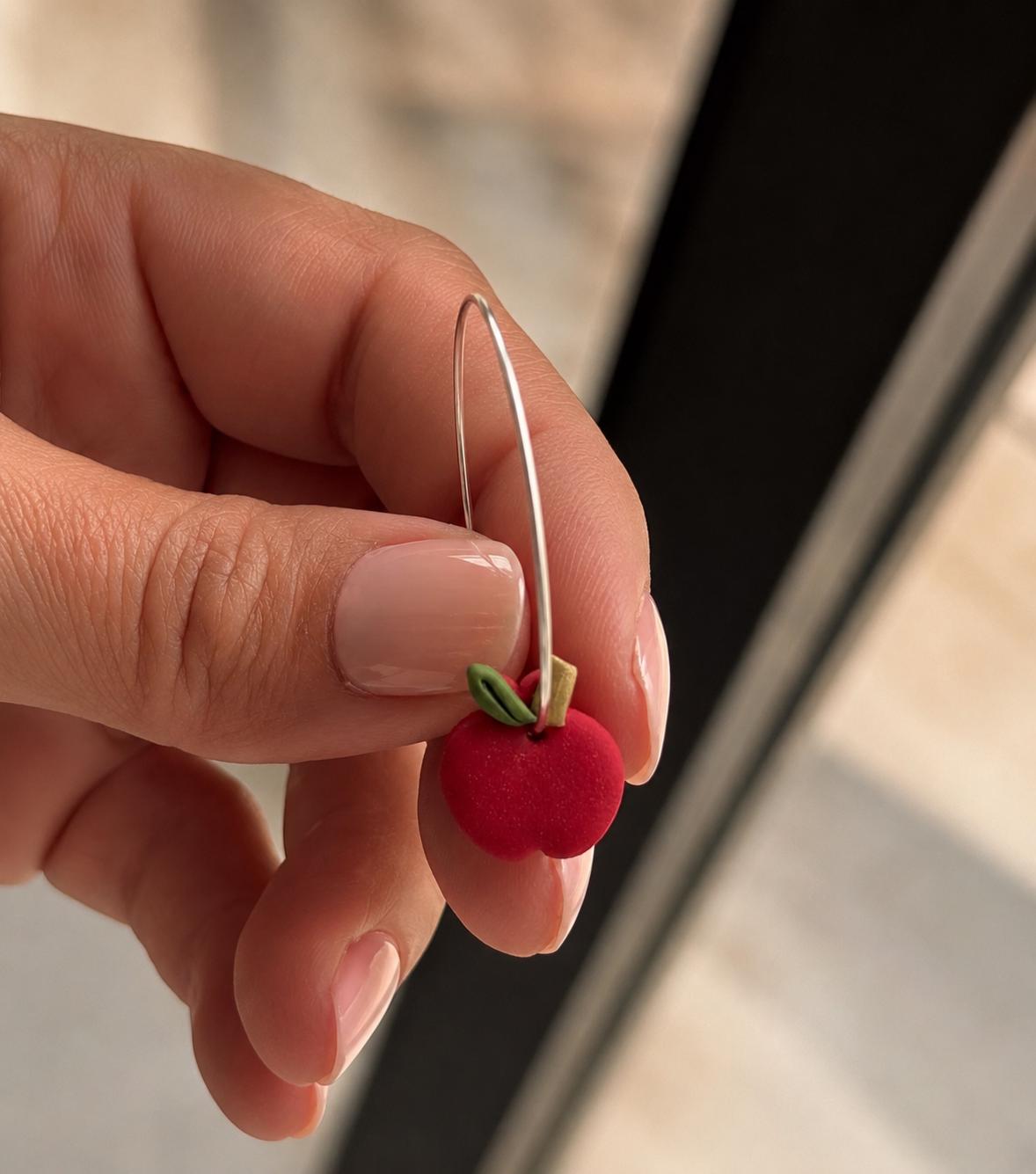 Handmade Polymer Clay Apple Earrings, Teacher Back to School Gift