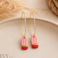 Handmade Pink Pencil Hoop Earrings | Polymer Clay Teacher Gift