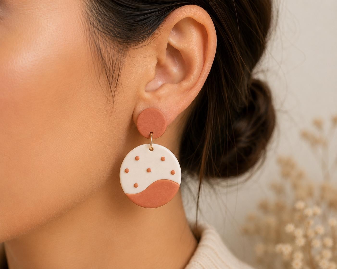 Terracotta Polymer Clay Earrings | Minimalist Dangle Earrings | Modern Statement Earrings | Handmade Lightweight Jewelry