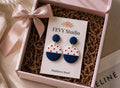 Coastal Navy Blue Earrings, Nautical Polymer Clay Dangles, Lightweight Summer Statement Earrings, Handmade Beach Jewelry