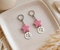 Handmade Polymer Clay Paw Print Star Earrings, Stainless Steel Pet Mom Jewelry