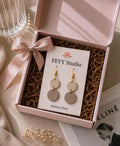 Beige Double Circle Earrings, Neutral Polymer Clay Earrings, Lightweight Dangle Earrings, Minimalist Boho Jewelry for Women