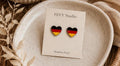 Germany Soccer Earrings | German Flag Heart Studs | Handmade Fan Jewelry Gift