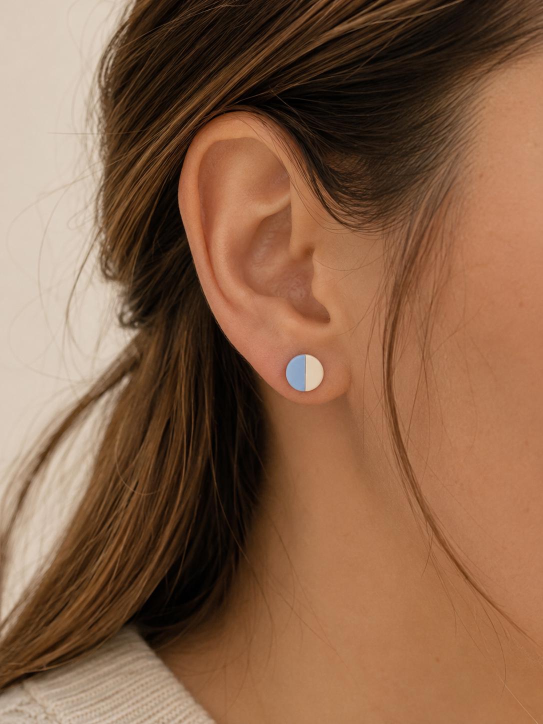Minimalist Pastel Color Block Stud Earrings Set | Polymer Clay, Stainless Steel Posts (8mm)