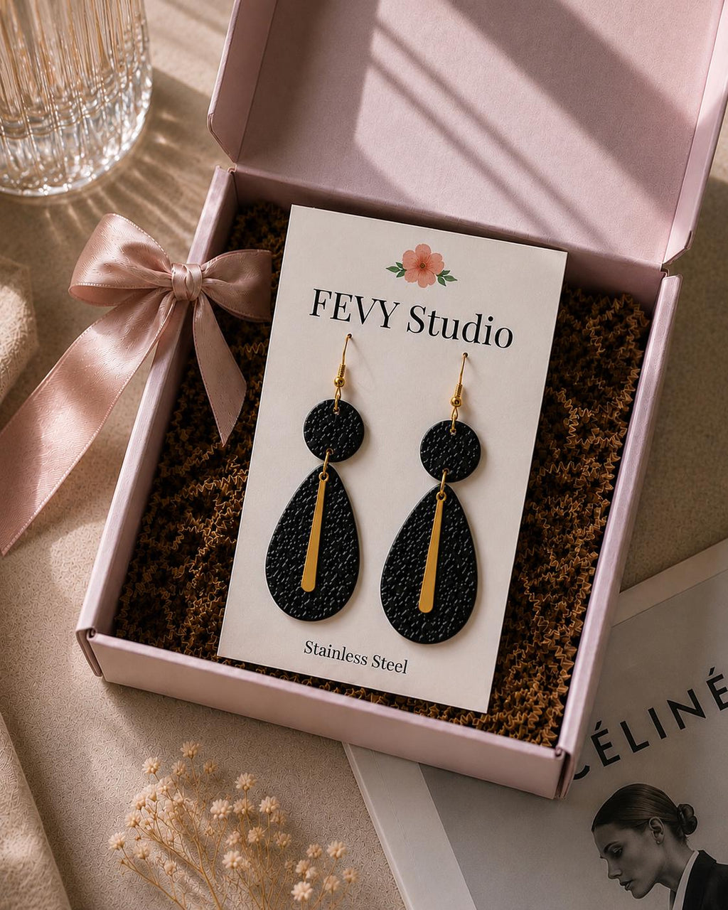 Statement Polymer Clay Earrings Collection  | Black White Modern Dangle Jewelry