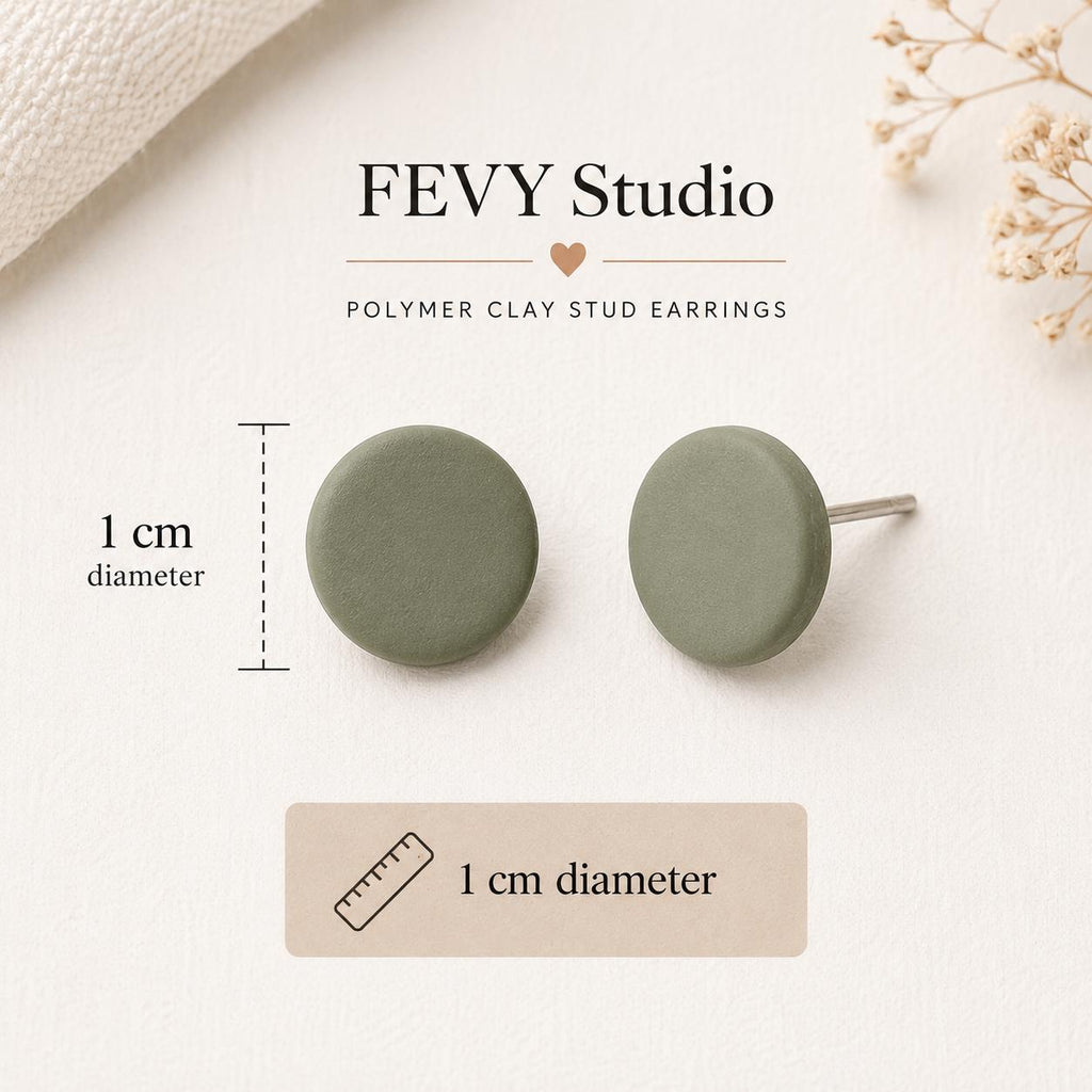Polymer Clay Stud Earrings Set, Neutral Tones, Hypoallergenic Stainless Steel Posts