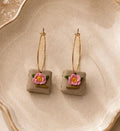 Handmade Floral Book Hoop Earrings, Polymer Clay Teacher Gift, Book Lover Jewelry