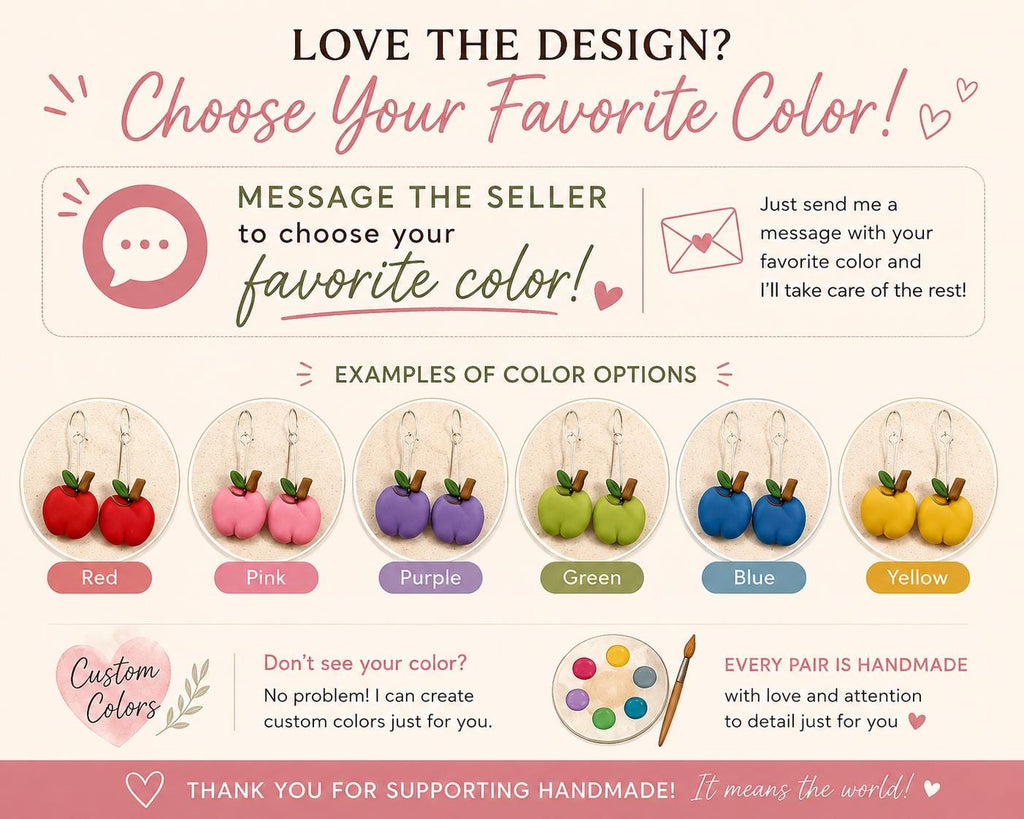 Handmade School Earrings Set, 6 Pairs Teacher Student Gift