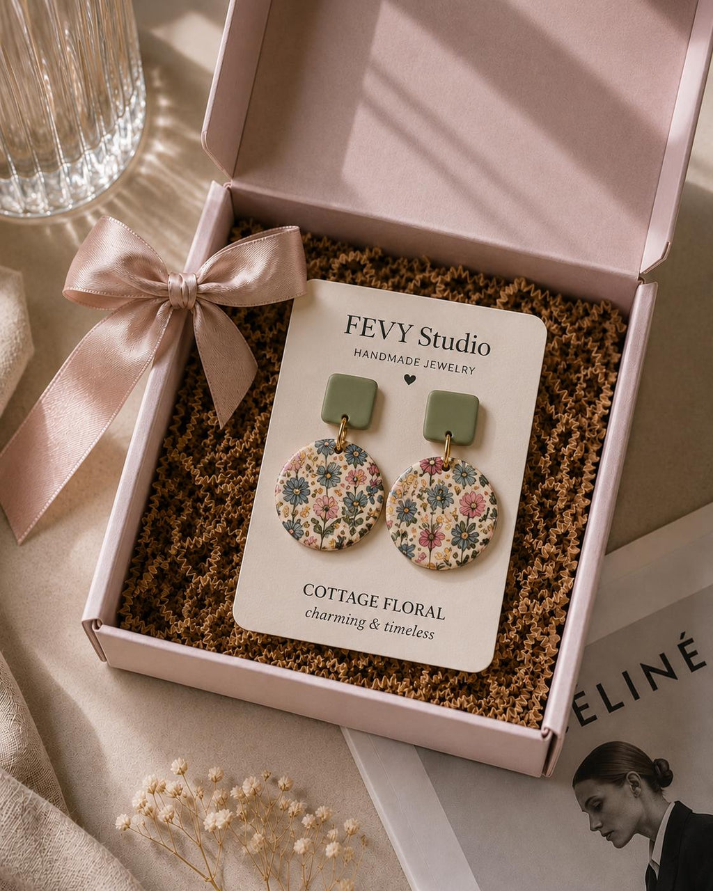Handmade Polymer Clay Cottage Garden Earrings | Boho Floral Jewelry Collection