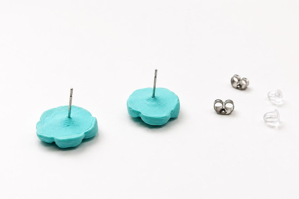 Personalized Rose Stud Earrings | Polymer Clay Party Favors, Stainless Steel Posts