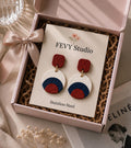 Textured Polymer Clay Statement Earrings | Red, White, Blue Coastal Dangle Jewelry