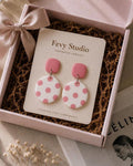 Pink Polka Dot Statement Earrings | Handmade Polymer Clay Dangle Earrings | Lightweight Cute Earrings | Gift for Her