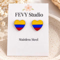 Colombia Heart Earrings, Colombian Flag Earrings, Handmade Polymer Clay Studs, Colombian Jewelry, Colombia Gift, Latina Gift, Heart Stud